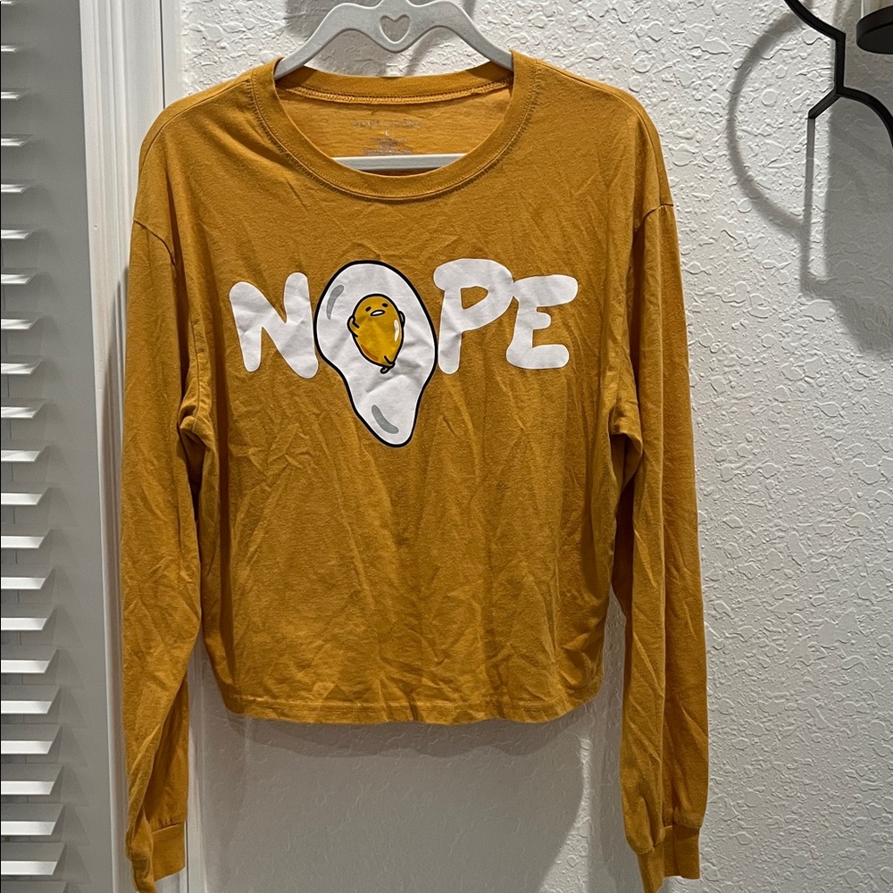 Love Tribe Mustard 'Nope' Long Sleeve Tee Juniors Sz L